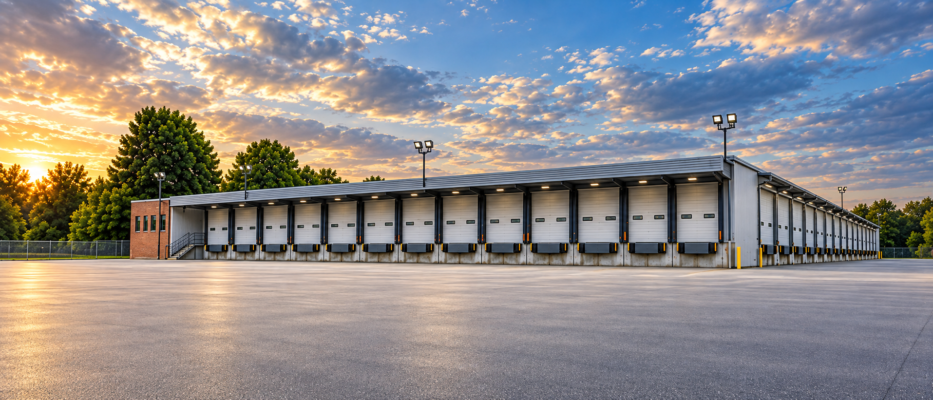 Richfield Cross Dock loading facility at sunset
